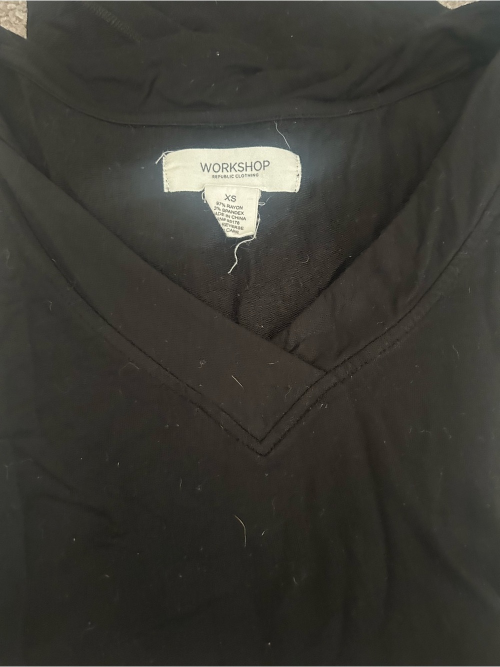 Workshop Republic Clothing Black V-Neck Short Sleeve Top XS